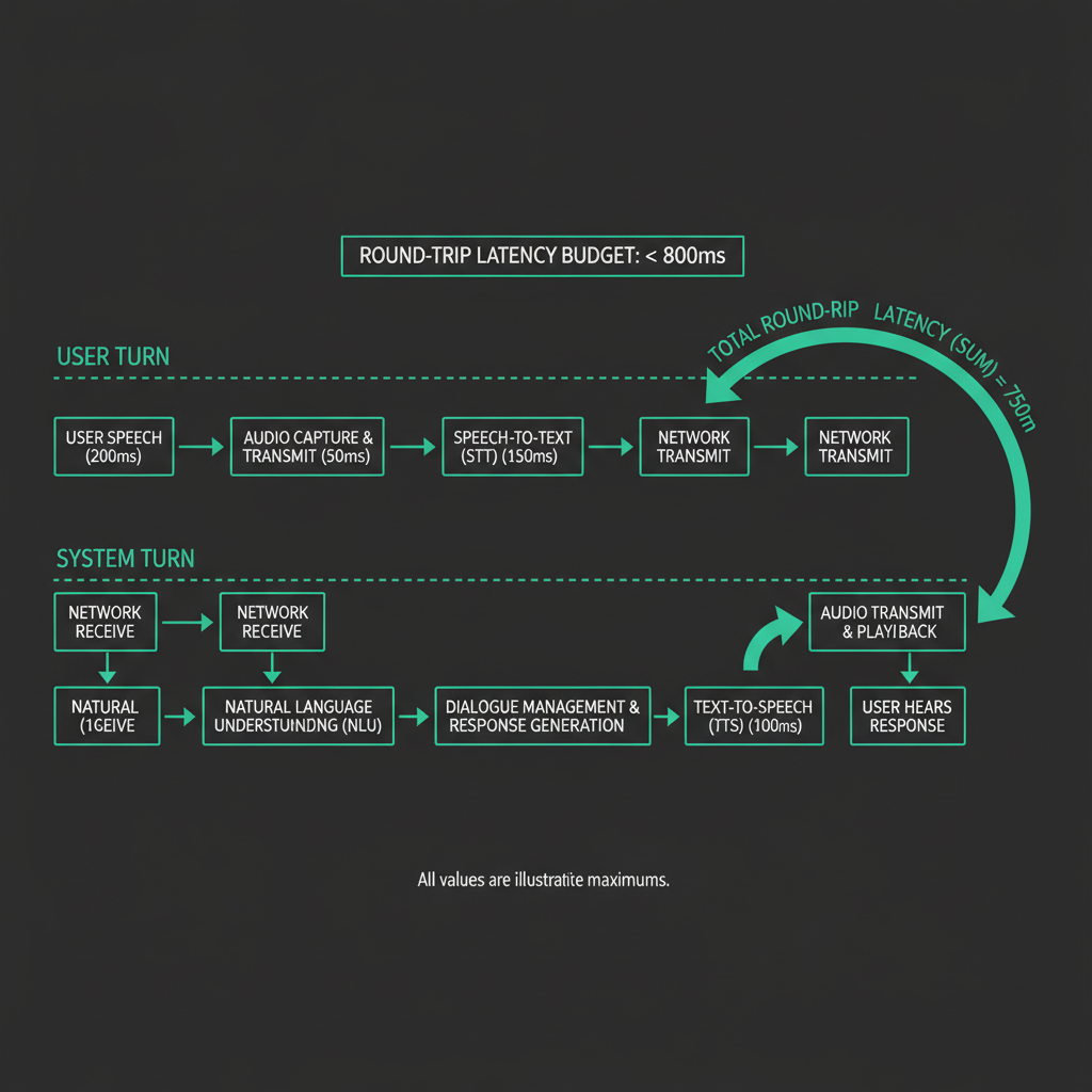 Latency budget: how to keep round-trip under 800ms for natural conversation