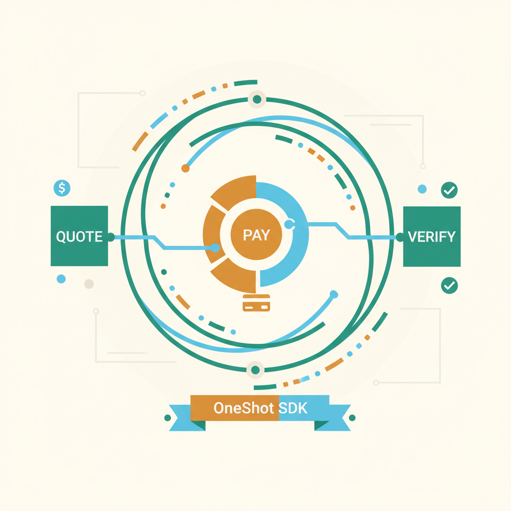 Code example: OneShot SDK handling the full quote -> pay -> verify loop