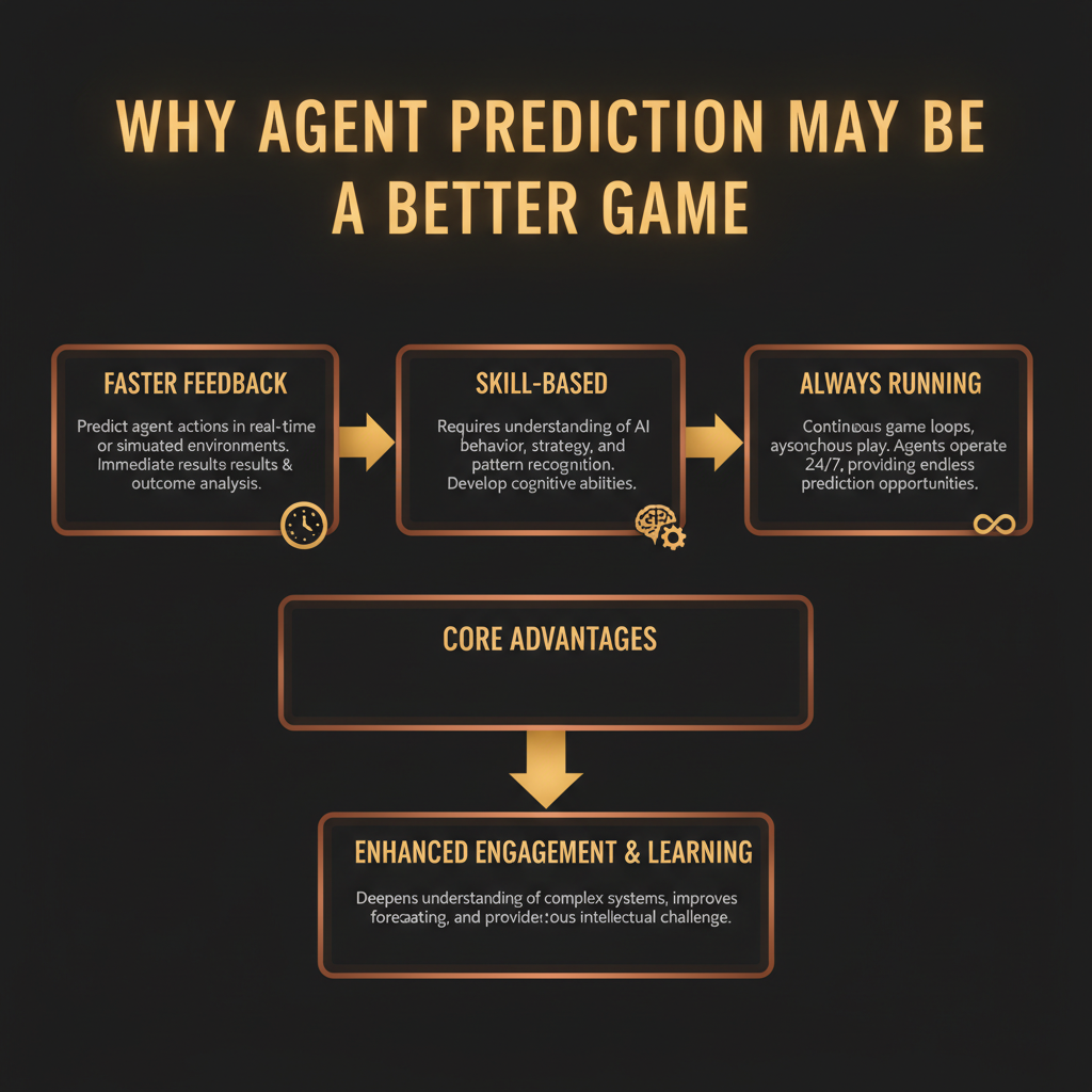 Why agent prediction may be a better game: faster feedback, skill-based, always running