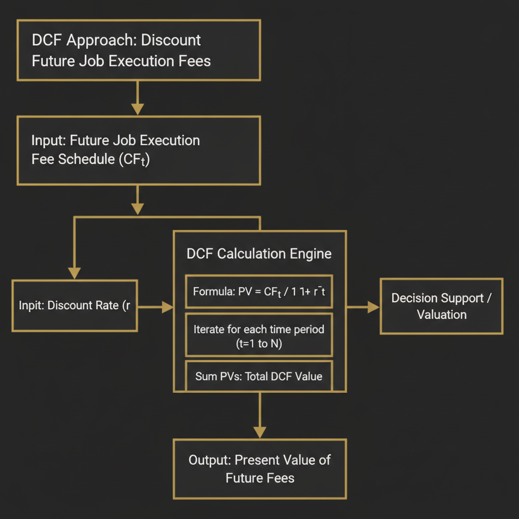 DCF approach: discount future job execution fees at an appropriate rate