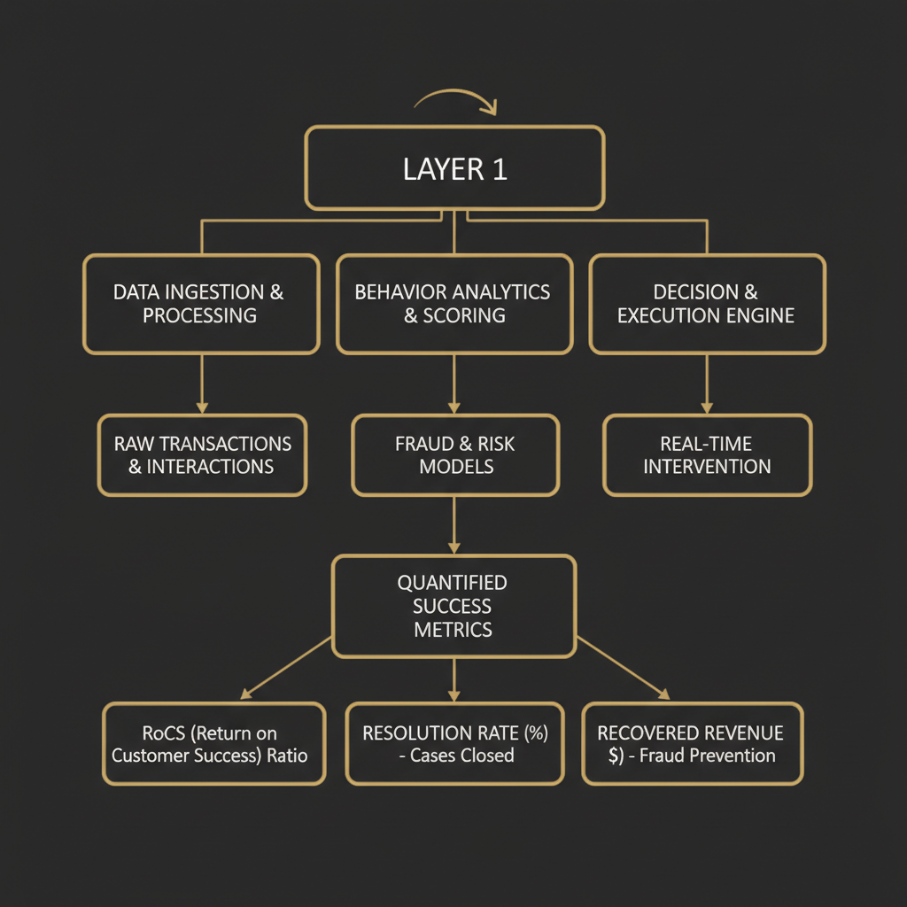 Layer 1 Purpose: quantified success metrics (RoCS, resolution rate, recovered revenue)