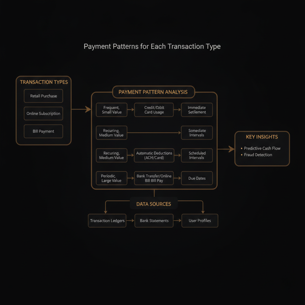 Payment patterns for each transaction type