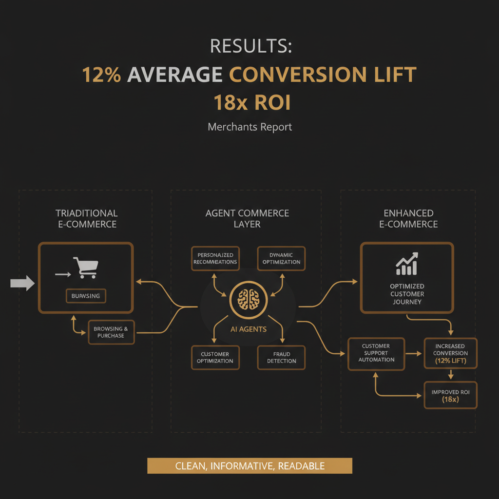 Results: merchants report 12% average conversion lift, 18x ROI. This is what agent commerce looks like applied to e-commerce.